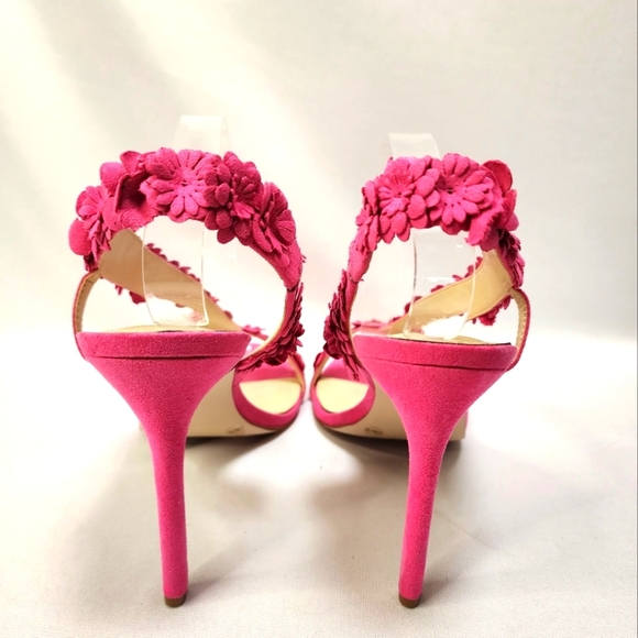 Jessica Simpson Pink Suede Floral Women's Heels - Picture 5 of 14